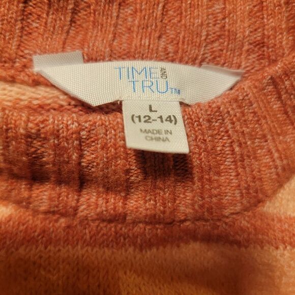 Time And Tru Women's Sweater peach Core Pullover Stripe Knit size large NWT - Picture 3 of 5